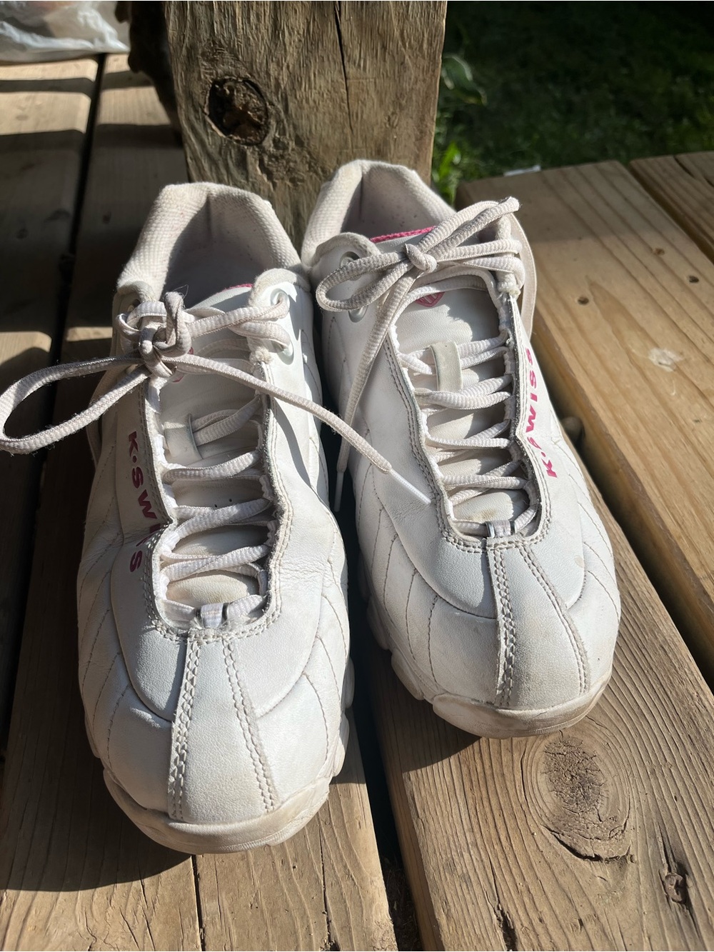 K-Swiss White Sneakers with Pink Logo Accents